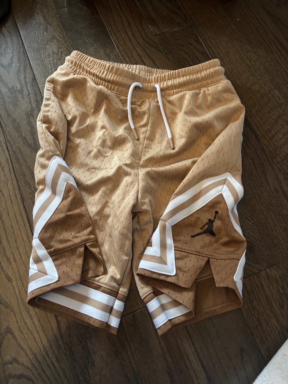 Jordan Beige Mesh Basketball Shorts with White Trim